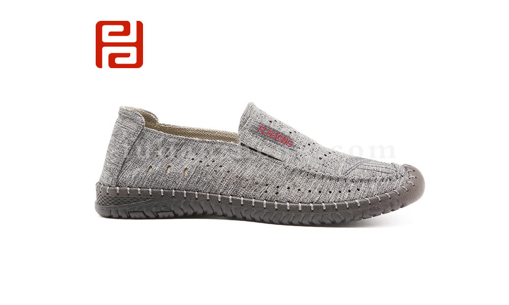 福连升夏透气打孔商务休闲橡胶底车缝线老北京布鞋男凉鞋图片