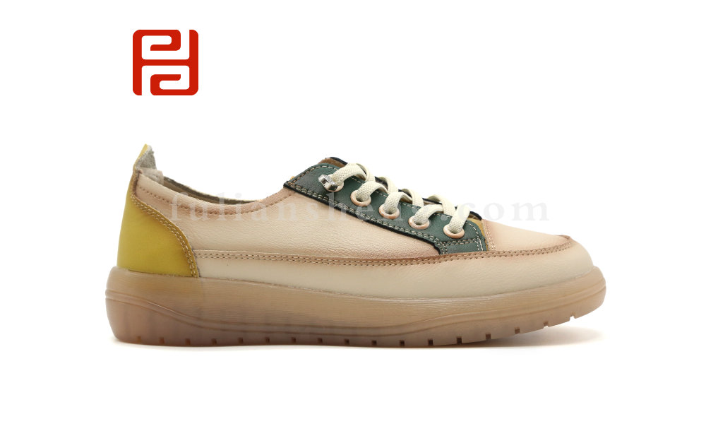 福连升秋季新款女鞋单鞋舒适休闲鞋真皮面料果冻鞋底