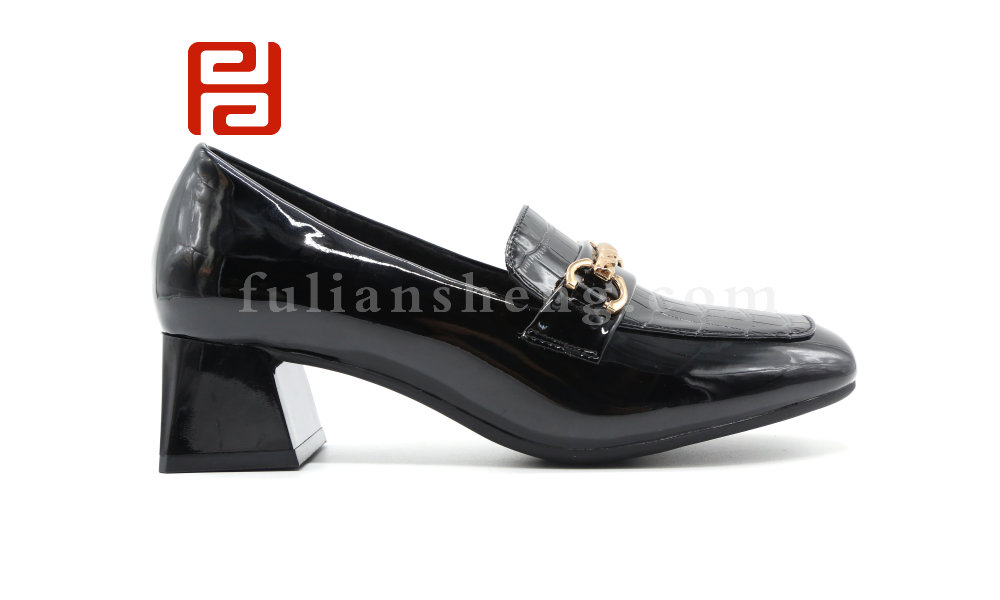 福连升秋季女鞋魅力时装鞋中跟粗跟工作鞋单鞋