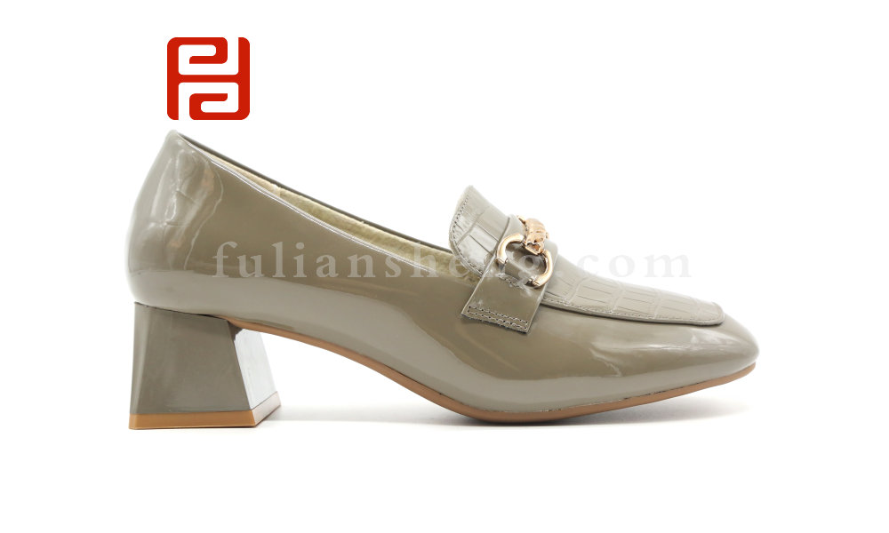 福连升秋季女鞋魅力时装鞋中跟粗跟工作鞋单鞋