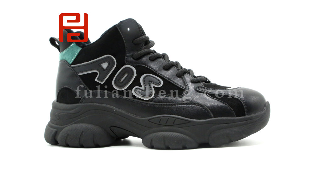 福连升冬季时尚拼色厚底防滑休闲女鞋老北京布鞋