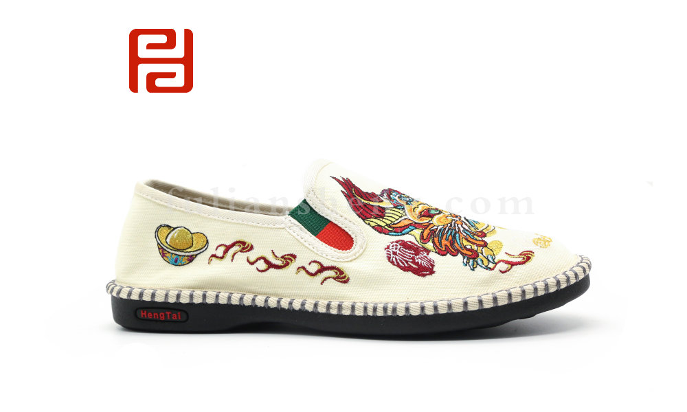 福连升老北京布鞋春男刺绣社会鞋子懒人一脚蹬潮流中国风图片