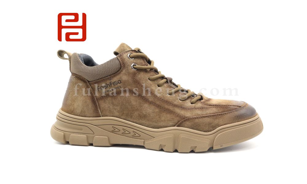 福连升休闲鞋冬加绒男鞋工装风靴子皮面男靴图片