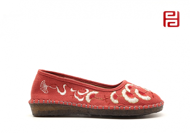 福连升布鞋中国风休闲鞋麻布牛筋底舒适绣花女单鞋